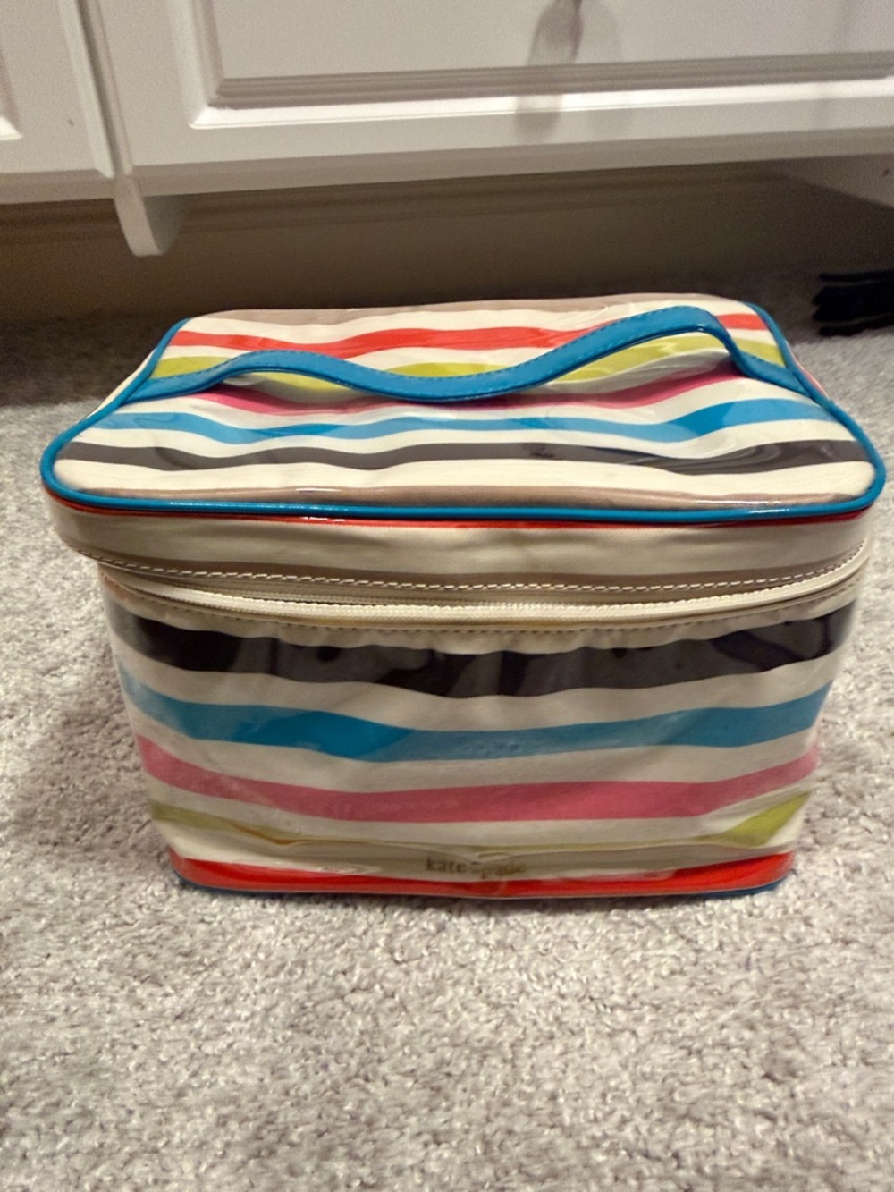 kate spade Glossy Multicolor Striped Cosmetic Case